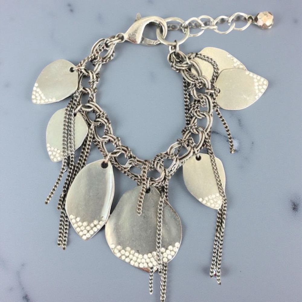 Gunmetal Crystal Chain Fringe Bracelet